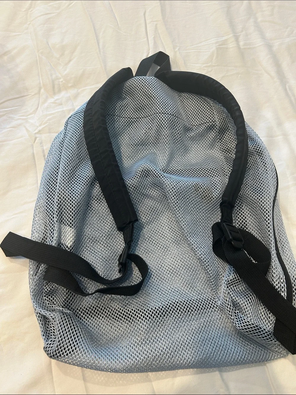 Jansport Light Blue Mesh Backpack with Front Zip Pocket